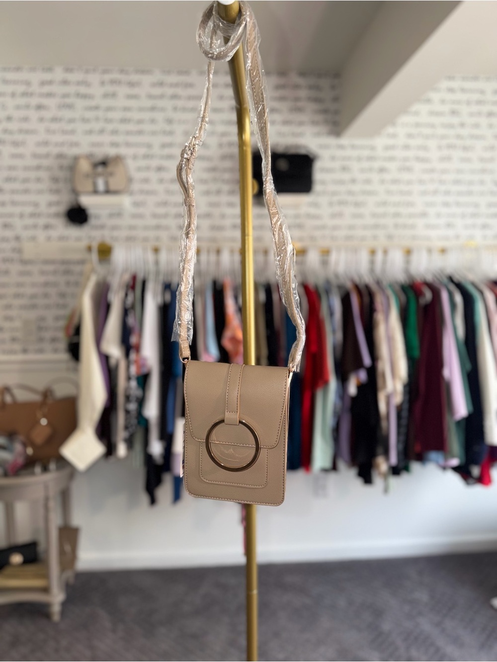 NWT Brentano Hazelnut Vegan Leather Gold Ring Crossbody Waist Bag